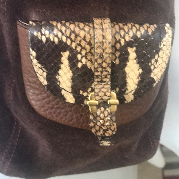 Ellen Tracy Genuine Suede Leather Bag w/ snake  - Picture 5 of 8